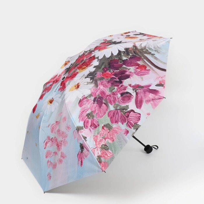 Зонт механический 'Цветочная картина', эпонж, 4 сложения, 8 спиц, R  48 см, цвет МИКС от компании Интернет-магазин "Flap" - фото 1