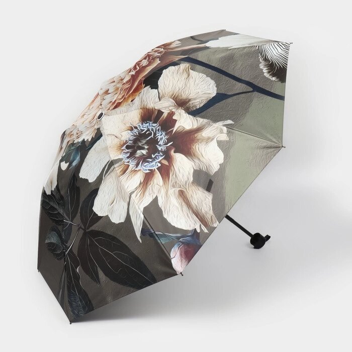 Зонт механический 'Флора', эпонж, 4 сложения, 8 спиц, R  48 см, цвет МИКС от компании Интернет-магазин "Flap" - фото 1