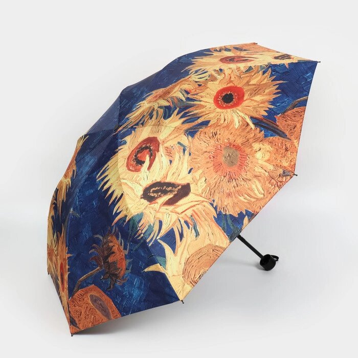 Зонт механический 'Подсолнухи', эпонж, 4 сложения, 8 спиц, R  48 см, цвет МИКС от компании Интернет-магазин "Flap" - фото 1