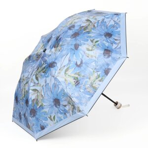 Зонт механический 'Ромашки'эпонж, 4 сложения, 8 спиц, R 48 см, цвет МИКС