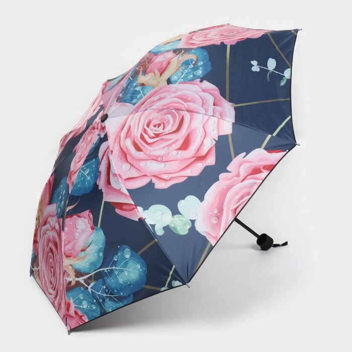 Зонт механический 'Розы', эпонж, 4 сложения, 8 спиц, R  48 см, цвет МИКС от компании Интернет-магазин "Flap" - фото 1