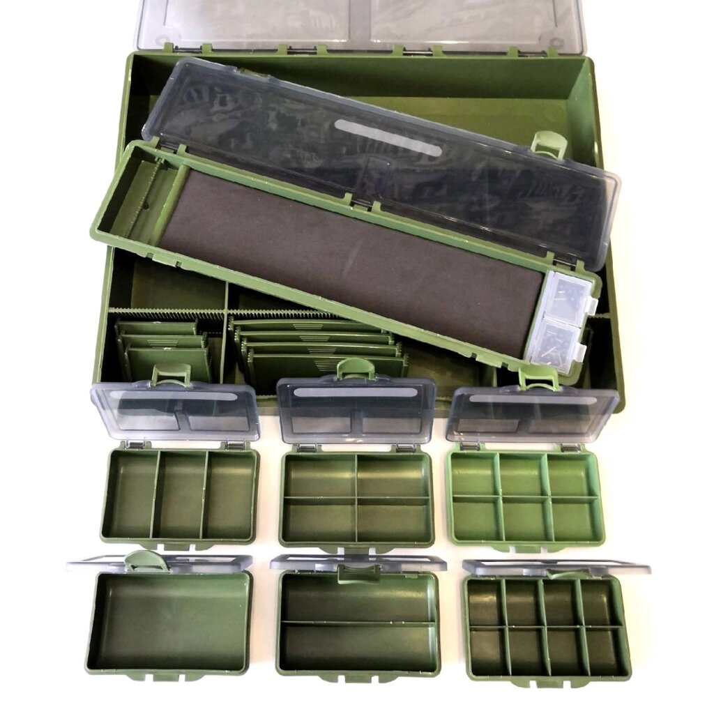 Коробка карповая Tackle Box (+ 6 коробок и поводочница) CarpHunter от компании "Посейдон" товары для рыбалки и активного отдыха - фото 1
