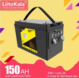 Аккумуляторная батарея LiitoKala LiFePO4 DC-12V150Ah боковая панель +20A