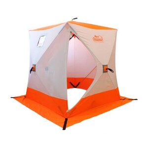 Палатка зимняя куб СЛЕДОПЫТ 2,1х2,1х2,14 4-х местная, Oxford 210D PU 1000 белый/оранжевый