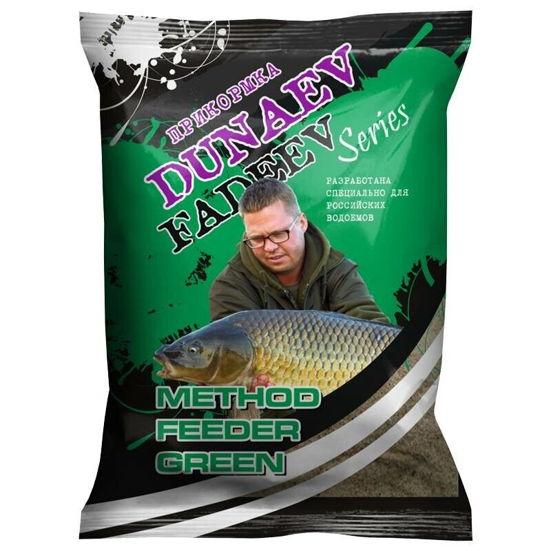 Прикормка Дунаев Фадеев Feeder Method Green 1кг от компании "Посейдон" товары для рыбалки и активного отдыха - фото 1