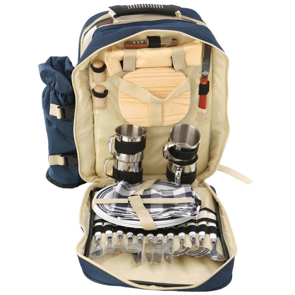Рюкзак с набором посуды для пикника на 4 персоны от компании "Посейдон" товары для рыбалки и активного отдыха - фото 1