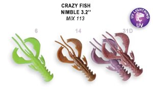 Силиконовые приманки Crazy Fish Nimble 3.2" 72-80-M113-6-F