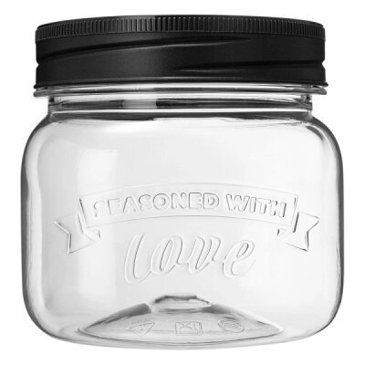 БАНКА КВАДРАТНАЯ С ЭМБОССИНГОМ LOVE KITCHEN 0,6Л (Черный) от компании Торговый дом АТИКО - фото 1