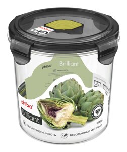 КОНТЕЙНЕР ДЛЯ ПРОДУКТОВ ГЕРМЕТИЧНЫЙ С КЛАПАНОМ BRILLIANT КРУГЛЫЙ 1,15Л (Черный), код ТН ВЭД 392410