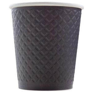 ЕМ80-280 Стакан Waffle Black бумажный одноразовый двухслойный 250 мл (упак. 25 шт) 5768, 0478