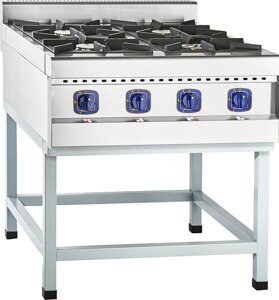 Плита газовая кухонная 4 горелочная ПГК-49 П на подставке ( нерж. с кр. подст)