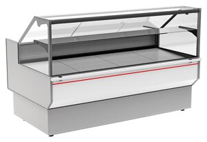 Витрина холодильная GC95 SV 1,5-1 (ВХСр-1,5 Carboma GC95) (0011-9003 боковины серые, декор белый)