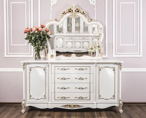 Комод с зеркалом Флоренция Эра мебель белый перламутр