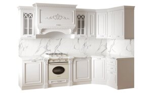 Кухонный гарнитур Монако угловая (3.00*1.50) белый/серый Арида Мебель