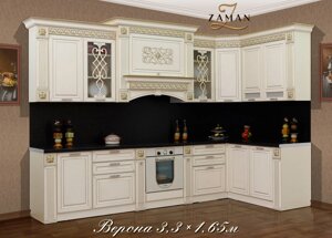 Кухонный гарнитур Верона 3,30 (угол 1,65) Zaman Мебель крем
