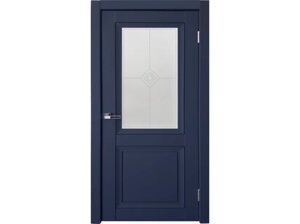 Межкомнатная дверь DECANTO BARHAT BLUE (со стеклом) Uberture синий бархат