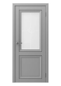 Межкомнатная дверь DECANTO BARHAT GREY (со стеклом) Uberture серый бархат