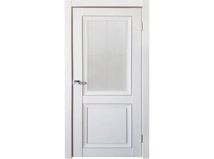 Межкомнатная дверь DECANTO BARHAT WHITE (со стеклом) Uberture белый бархат