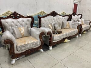 Мягкая мебель Фараон 2 (диван + кресла) Дагестан караваджо/крем