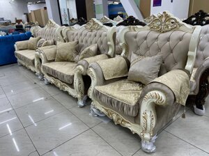 Мягкая мебель Фараон 2 (диван + кресла) Дагестан крем