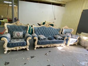 Мягкая мебель Фараон (диван + кресла) Дагестан крем/бирюза