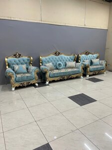Мягкая мебель Фараон (диван + кресла) Дагестан золото/бирюза