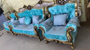 Мягкая мебель Фараон (диван + кресла) Дагестан золото/бирюза