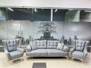 Мягкая мебель Катре КМ (диван + 2 кресла) Дагестан серый