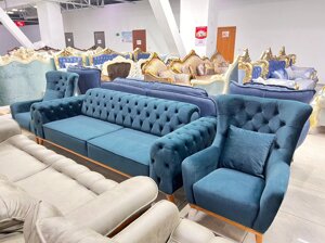 Мягкая мебель Неаполь КМ (диван + 2 кресла) Дагестан синий