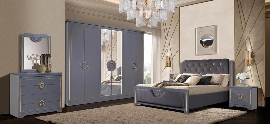 Спальный гарнитур Бодрум 6Д Слоним Мебель серый от компании Color Mebel - фото 1