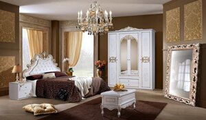 Спальный гарнитур Розалия 4Д (с мягким изголовьем) КМК Мебель белый