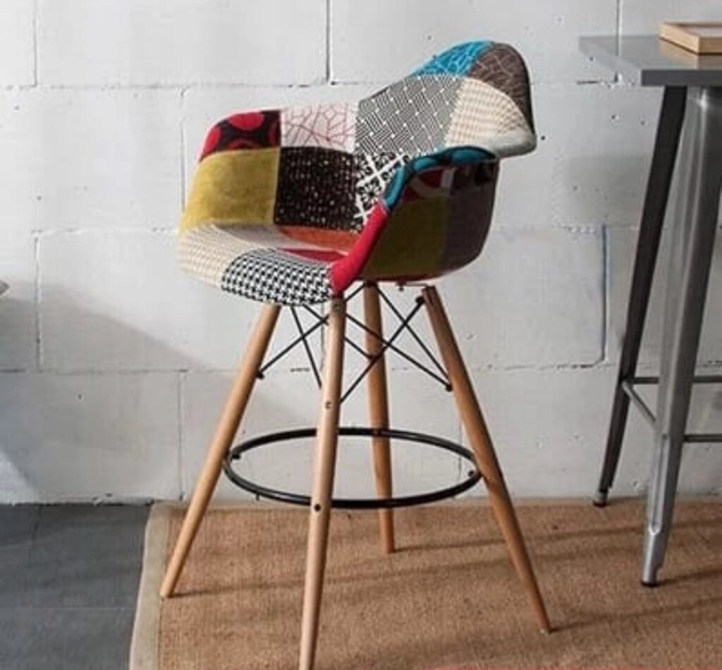 Стул барный Eames DAW Patchwork (тканевый) Малайзия от компании Color Mebel - фото 1