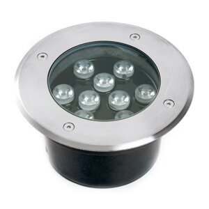 Светодиодный светильник тротуарный (грунтовый) Feron SP2803, 10W, AC/DC12V, низковольтный, 3000К, металлик, 160*H90mm,