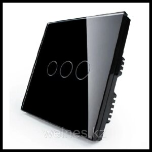 Сенсорный выключатель Touch Me Black (трехлинейный, черный) для инфракрасной сауны