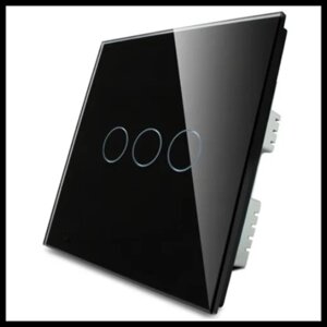 Сенсорный выключатель освещения Touch Me Black (трехлинейный, черный) для турецкого хамама