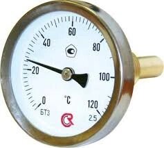 Термометр биметаллический аксиальный ЮМАС ТБП63/50/Т 0-120 °С 63 мм "