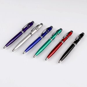 Фонарь-ручка, лазерный, 2 света, 13.5 х 1 см, микс