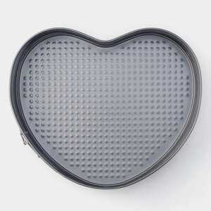 Форма для выпечки Доляна «Элин. Сердце», 23,5226,7 см, съёмное дно, антипригарное покрытие, цвет серый