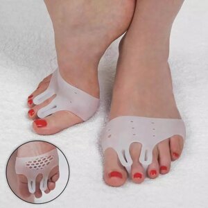 Корректоры-разделители для пальцев ног, на манжете, дышашие, 2 разделителя, силиконовые, 8 7 см, пара, цвет белый