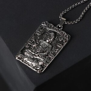 Кулон-амулет "Помпеи" Будда, цвет чернёное серебро, 70 см