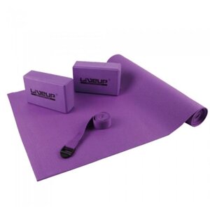 Набор для йоги (коврик для йоги, 2 блока для йоги, лента), цвет фиолетовый
