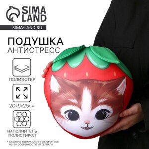 Подушка декоративная антистресс «Котик-клубничка» в Алматы от компании alimpshop