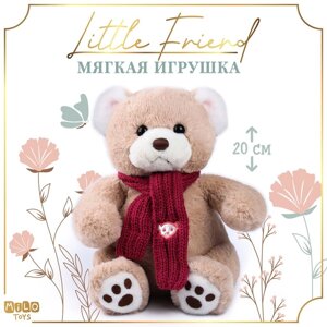 Мягкая игрушка на новый год Little Friend, мишка с розовыми шарфом, 20 см в Алматы от компании alimpshop