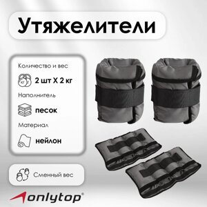 Утяжелители ONLYTOP, со сменным весом, 2 шт. 2 кг, цвет МИКС