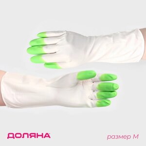 Перчатки хозяйственные Доляна, суперпрочные, размер M, ПВХ, цвет МИКС