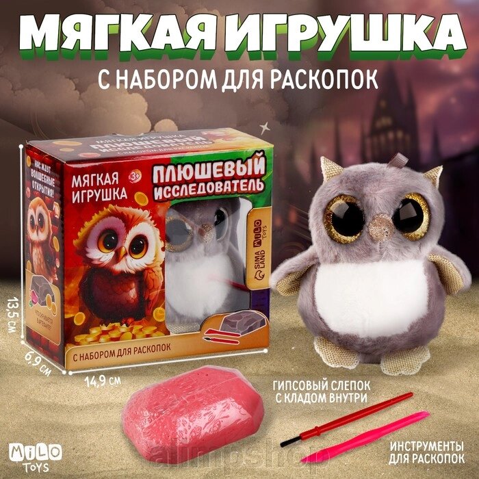 Подарочный набор на выпускной мягкая игрушка с раскопками «Сова» от компании alimpshop - фото 1