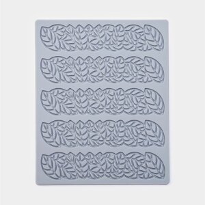 Силиконовый коврик для айсинга Доляна «Листья», 16*13*0,3 см, цвет серый
