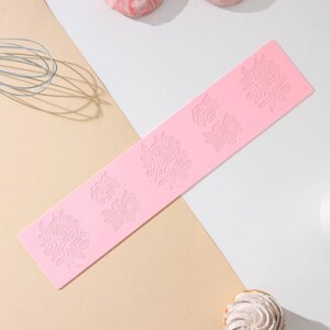 Силиконовый коврик для айсинга Доляна «Розы», 37,5*80,1 см, цвет розовый