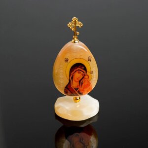 Яйцо «Богоматерь Казанская», на подставке, 511 см, селенит