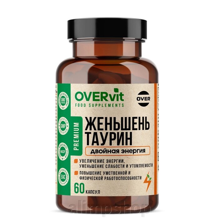 Женьшень OVERvit с таурином, 60 капсул от компании alimpshop - фото 1